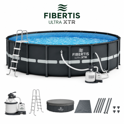 Fibertis Ultra Frame 18 ft x 52 in Round Above-Ground Pool Set with Sand Filter Pump