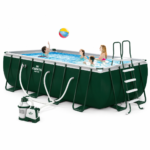 Fibertis Ultra Frame 18 ft x 9 ft x 52 in Rectangular Above-Ground Pool with Solar Cover - Image 2