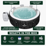 Fibertis Hollywood Luxe 4–6 Person Round Inflatable Hot Tub Spa (77" x 26") - Image 2